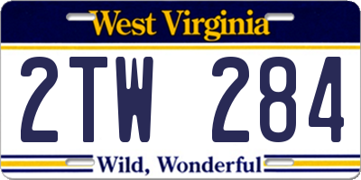 WV license plate 2TW284