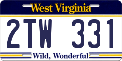 WV license plate 2TW331