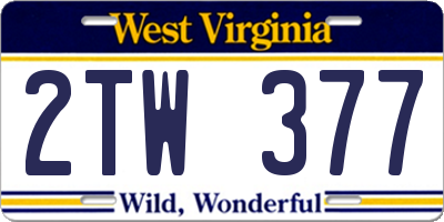 WV license plate 2TW377
