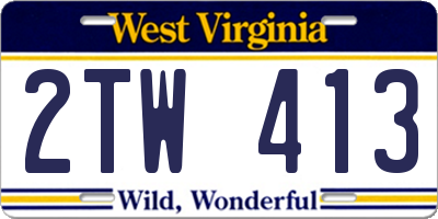 WV license plate 2TW413