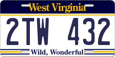 WV license plate 2TW432