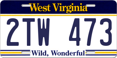 WV license plate 2TW473