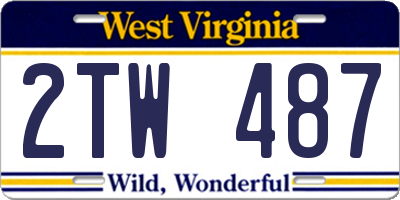WV license plate 2TW487