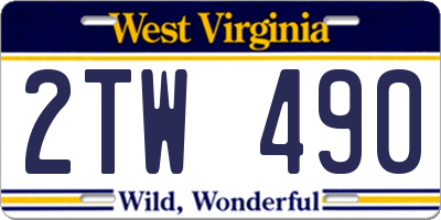 WV license plate 2TW490