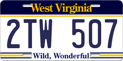 WV license plate 2TW507