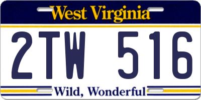 WV license plate 2TW516