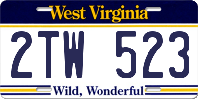 WV license plate 2TW523
