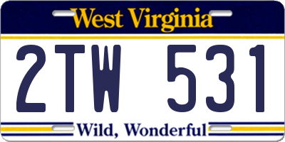 WV license plate 2TW531
