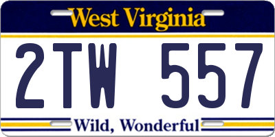 WV license plate 2TW557