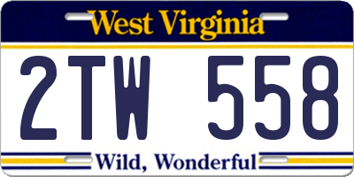 WV license plate 2TW558