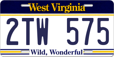 WV license plate 2TW575