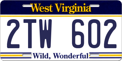 WV license plate 2TW602