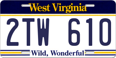 WV license plate 2TW610