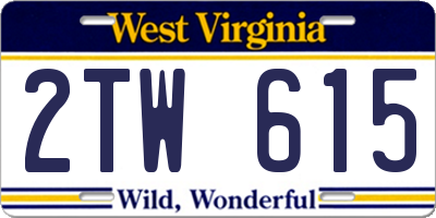 WV license plate 2TW615