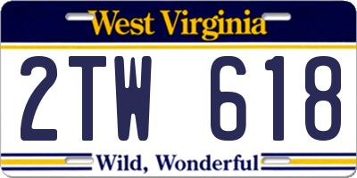WV license plate 2TW618