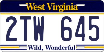 WV license plate 2TW645