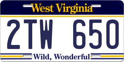 WV license plate 2TW650