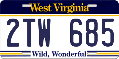 WV license plate 2TW685