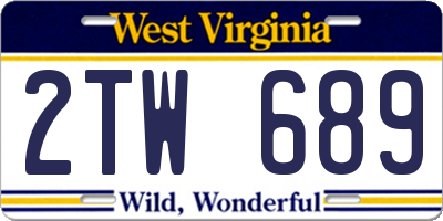 WV license plate 2TW689