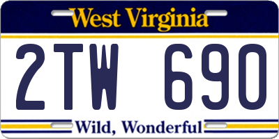 WV license plate 2TW690