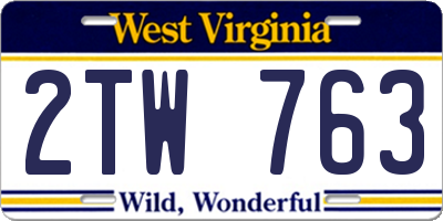 WV license plate 2TW763