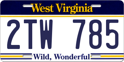WV license plate 2TW785