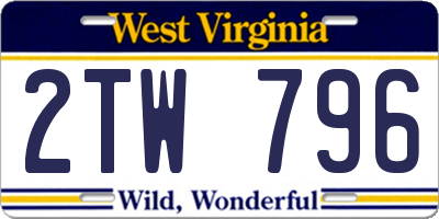 WV license plate 2TW796