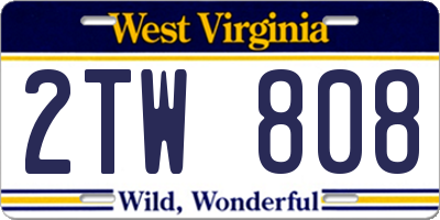 WV license plate 2TW808