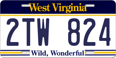 WV license plate 2TW824