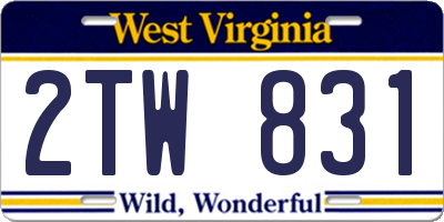 WV license plate 2TW831