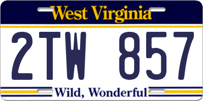 WV license plate 2TW857