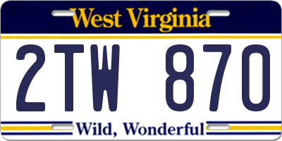 WV license plate 2TW870