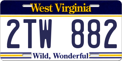 WV license plate 2TW882