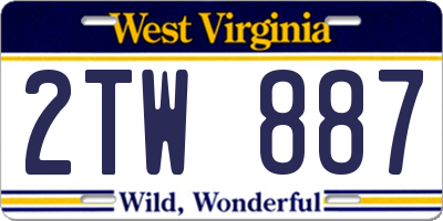 WV license plate 2TW887