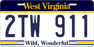 WV license plate 2TW911