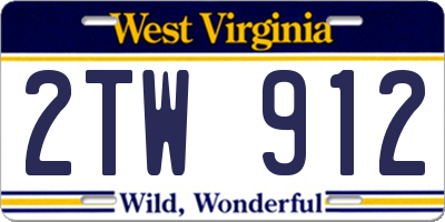 WV license plate 2TW912