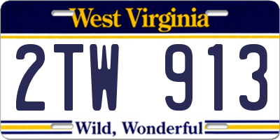 WV license plate 2TW913