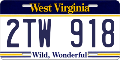 WV license plate 2TW918