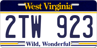WV license plate 2TW923