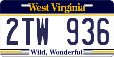 WV license plate 2TW936