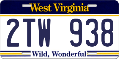WV license plate 2TW938