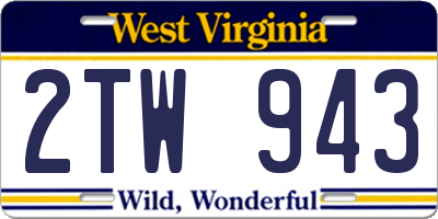 WV license plate 2TW943