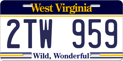 WV license plate 2TW959