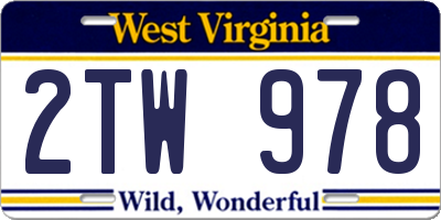 WV license plate 2TW978
