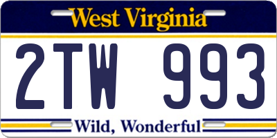 WV license plate 2TW993
