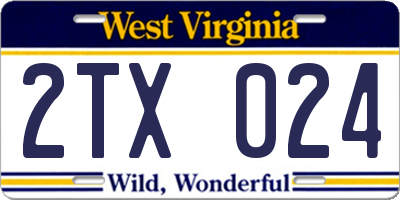 WV license plate 2TX024
