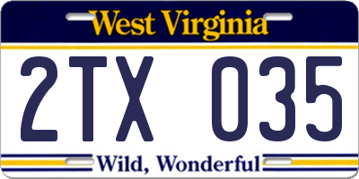 WV license plate 2TX035