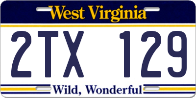 WV license plate 2TX129