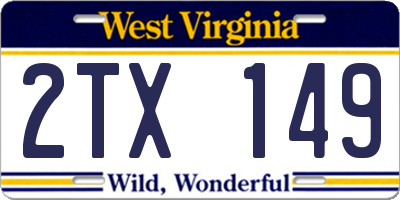 WV license plate 2TX149