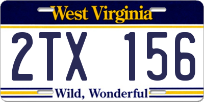 WV license plate 2TX156
